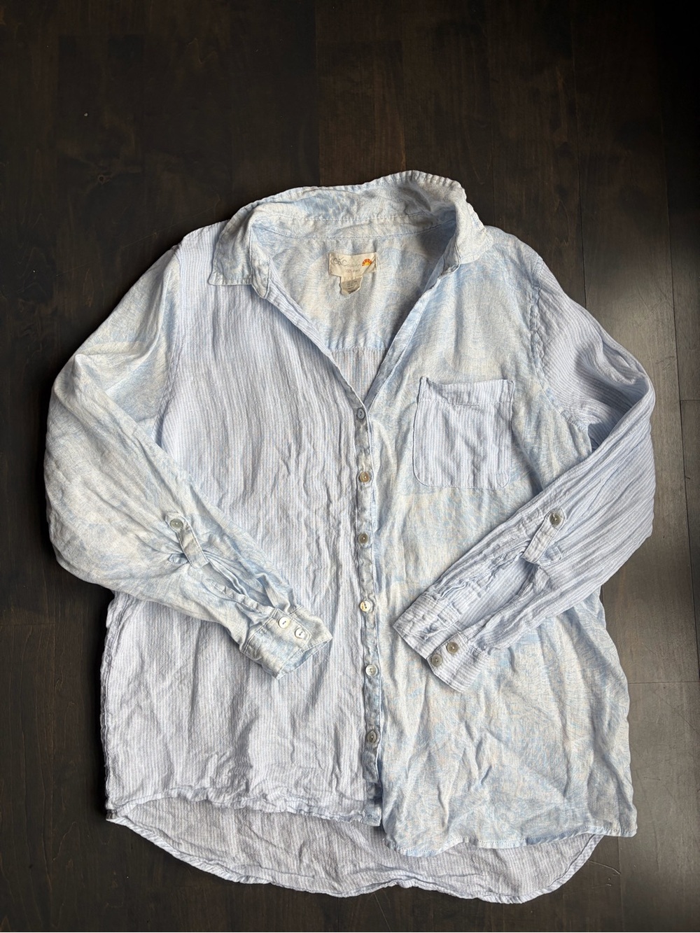 C&C California 100% Linen Light Blue Button-Up Shirt Women’s XL